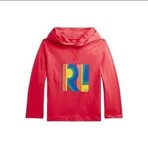 Polo Ralph Lauren Boys 3/3T Red Hooded Long-Sleeve Tee w/Multi-Color Graphic